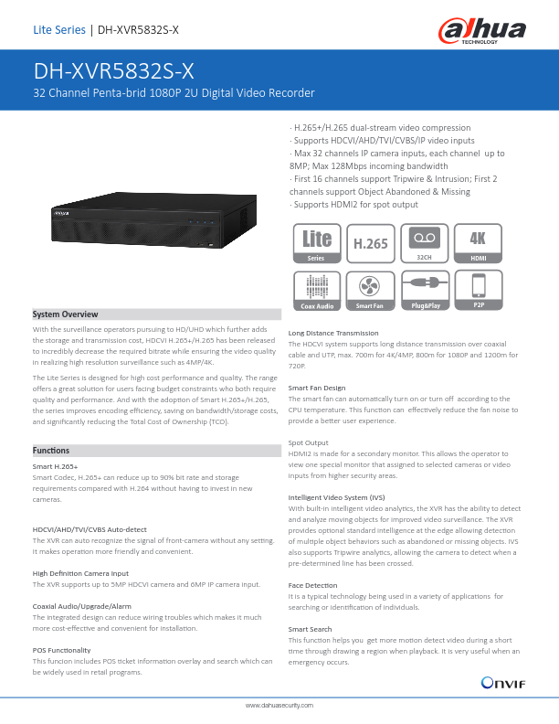 XVR5832S-X - Ficha Técnica Dahua