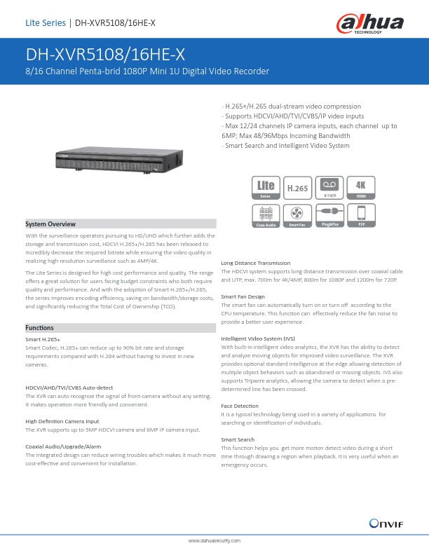 XVR5116HE-X - Ficha Técnica Dahua
