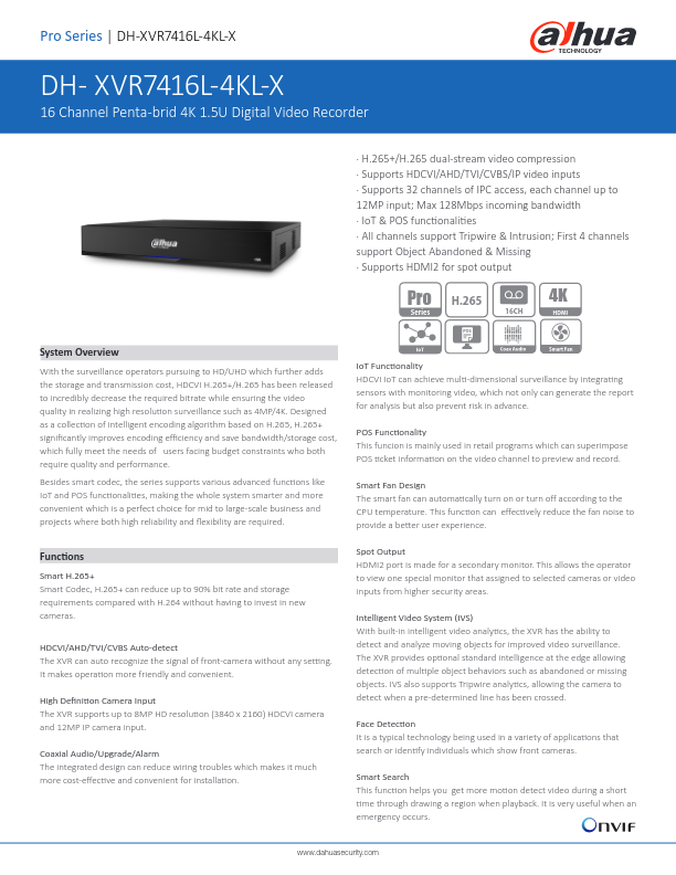 XVR7416L-4KL-X - Ficha Técnica Dahua