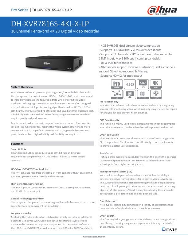 XVR7816S-4KL-X-LP - Ficha Técnica Dahua