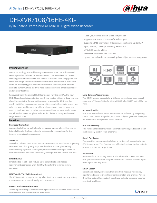 XVR7116HE-4KL-I - Ficha Técnica Dahua