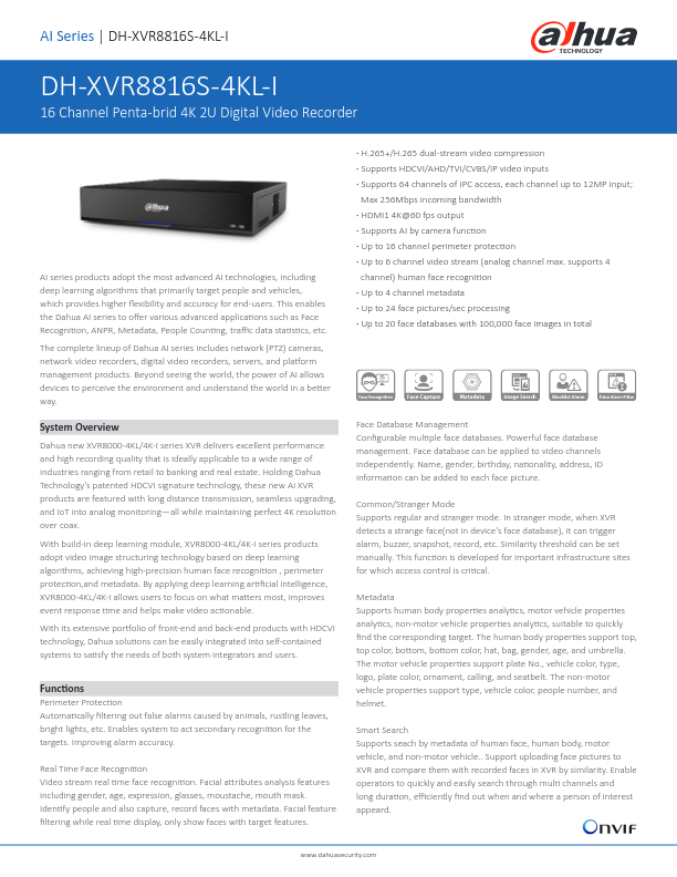 XVR8816S-4KL-I - Ficha Técnica Dahua