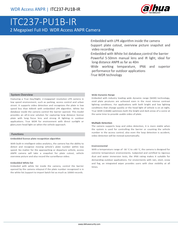 ITC237-PU1B-IR - Ficha Técnica Dahua