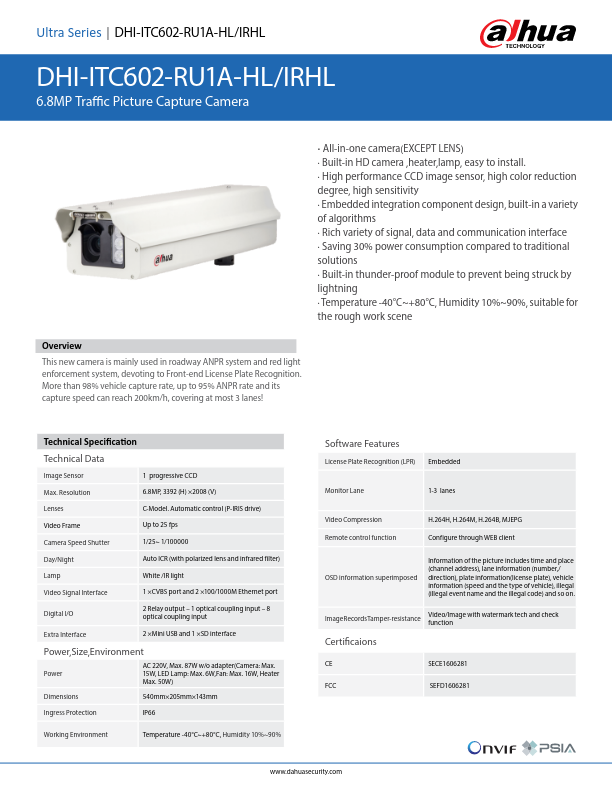 ITC602-RU1A-IRHL - Ficha Técnica Dahua