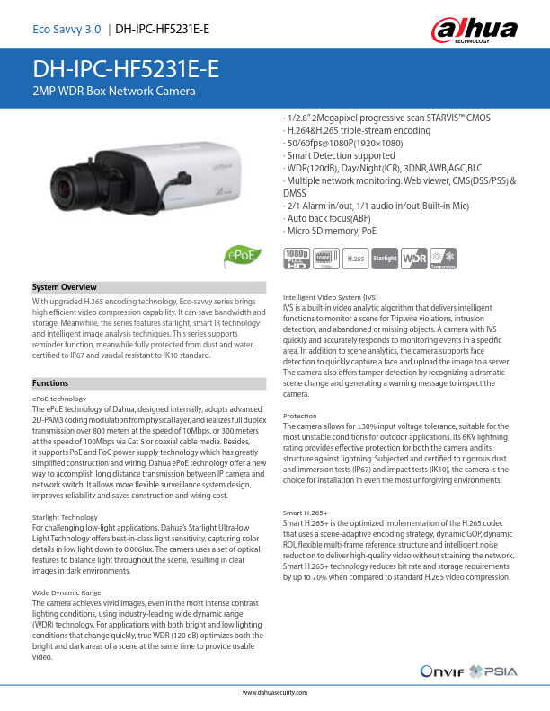 IPC-HF5231E-E - Ficha Técnica Dahua