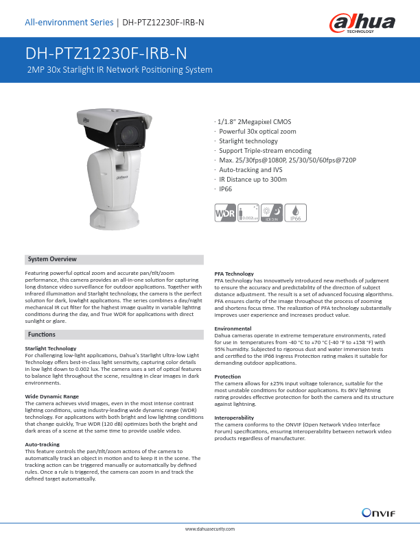 PTZ12230F-IRB-N - Ficha Técnica Dahua