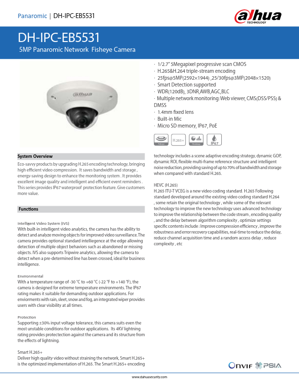 IPC-EB5531 - Ficha Técnica Dahua