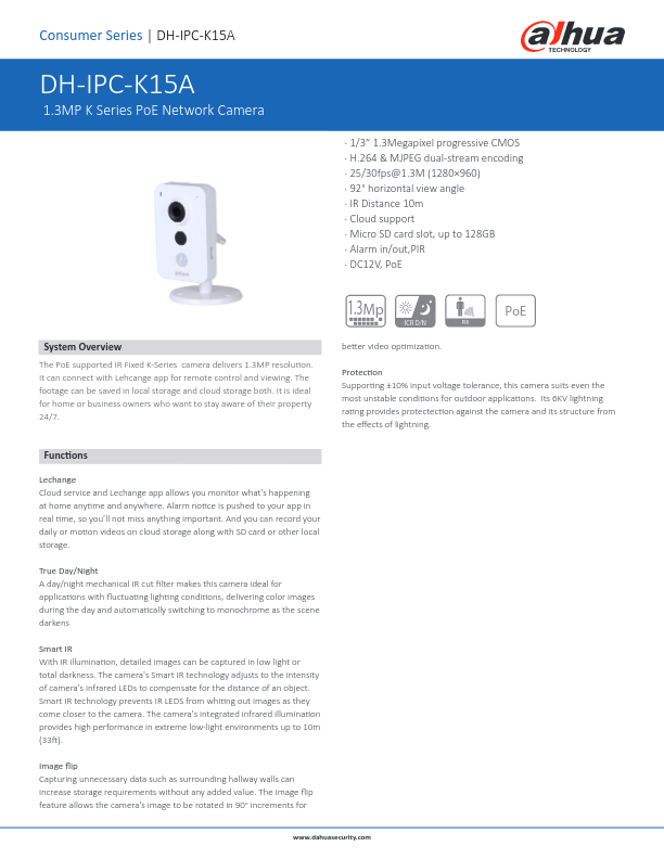 IPC-K15A - Ficha Técnica Dahua