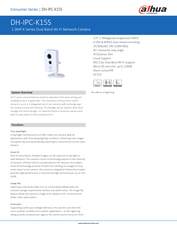 IPC-K15S - Ficha Técnica Dahua