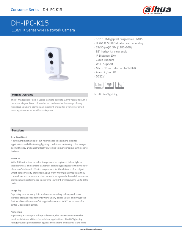 IPC-K15 - Ficha Técnica Dahua