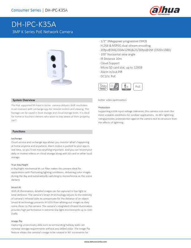 IPC-K35A - Ficha Técnica Dahua