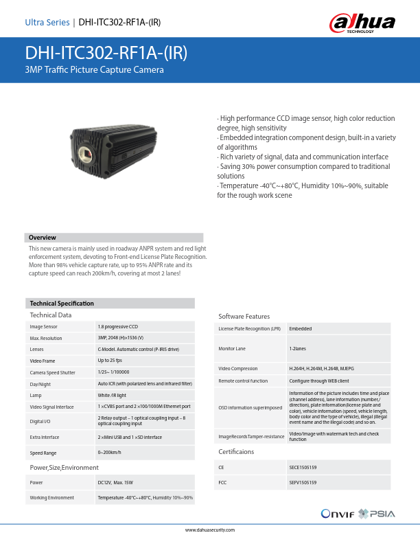 ITC302-RF1A-IR - Ficha Técnica Dahua