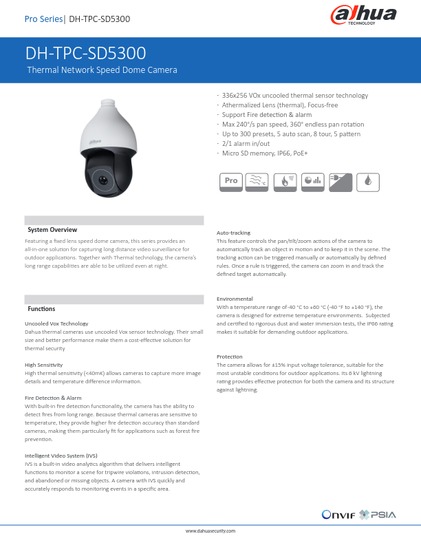 TPC-SD5300 - Ficha Técnica Dahua