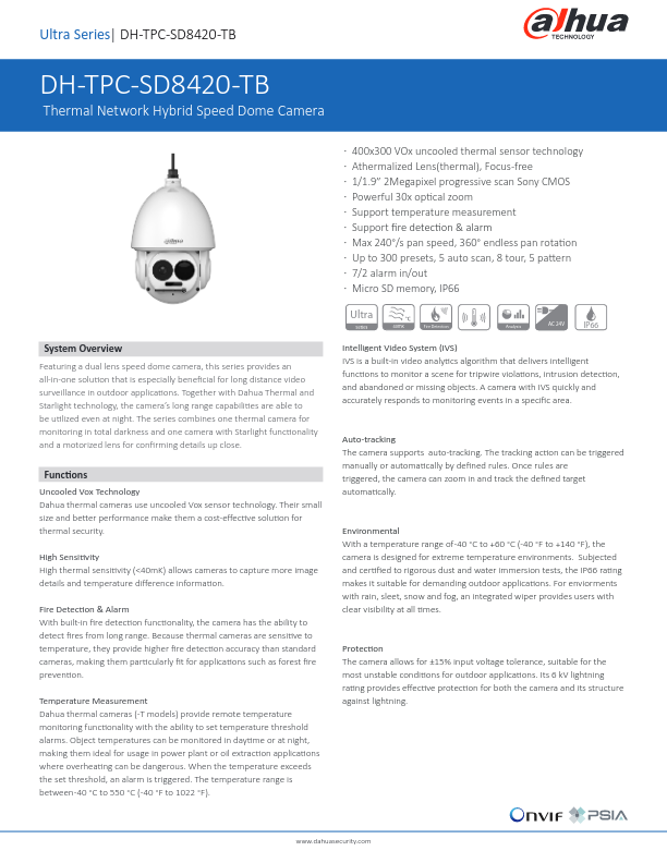TPC-SD8420-TB - Ficha Técnica Dahua