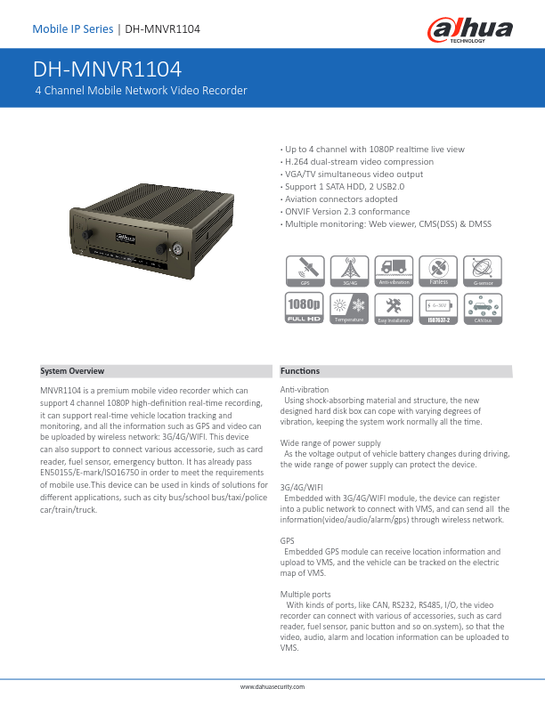 MNVR1104-GFW - Ficha Técnica Dahua