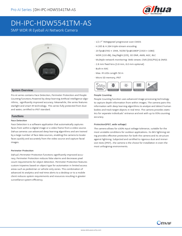 IPC-HDW5541TM-AS - Ficha Técnica Dahua