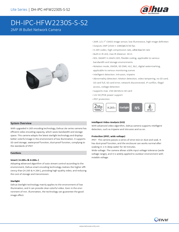 IPC-HFW2230S-S-S2 - Ficha Técnica Dahua