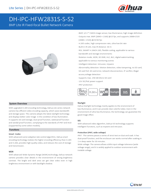 IPC-HFW2831S-S-S2 - Ficha Técnica Dahua