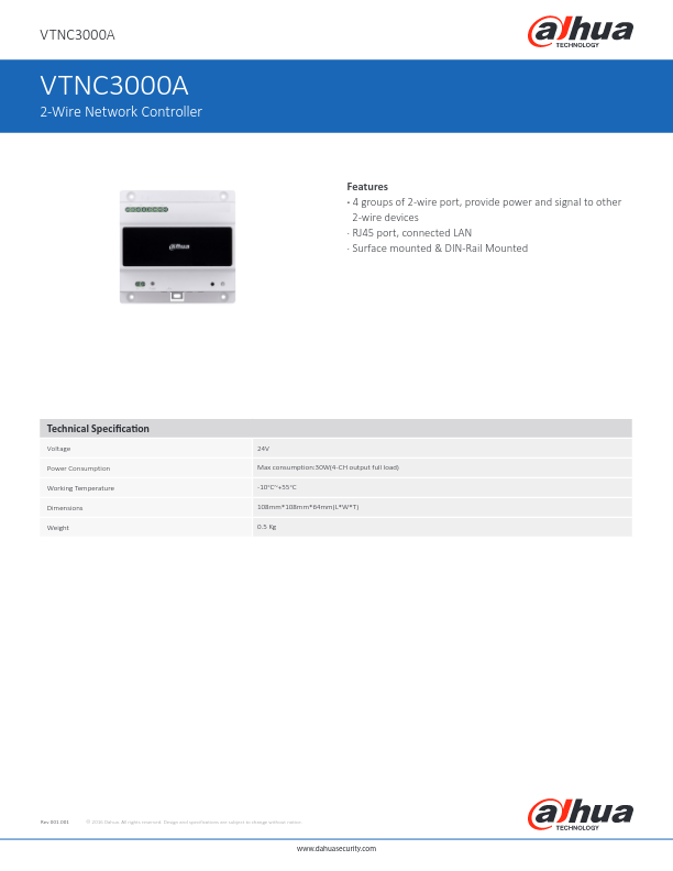 VTNC3000A - Ficha Técnica Dahua