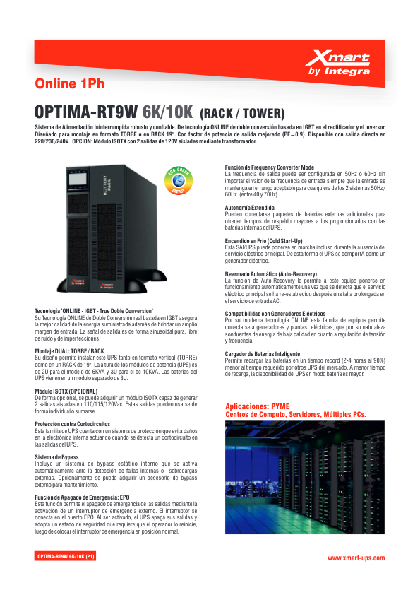 SAI-OPTIMA-RT9W-6K - Ficha Técnica Xmart By Integra