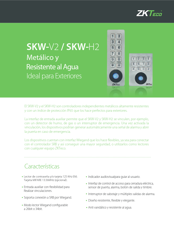 ACC-SKW-H2-(V2)-x - Ficha Técnica ZKTeco