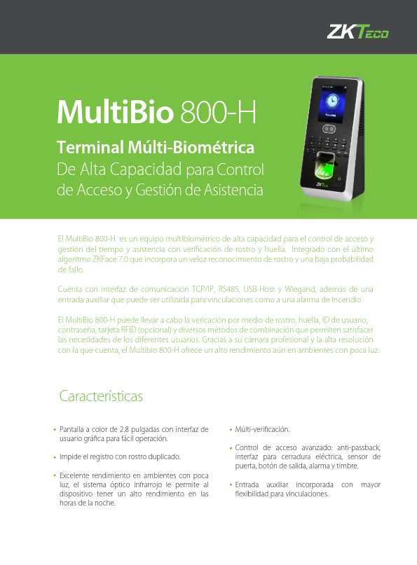 ACO-MULTIBIO800-1 - Ficha Técnica ZKTeco