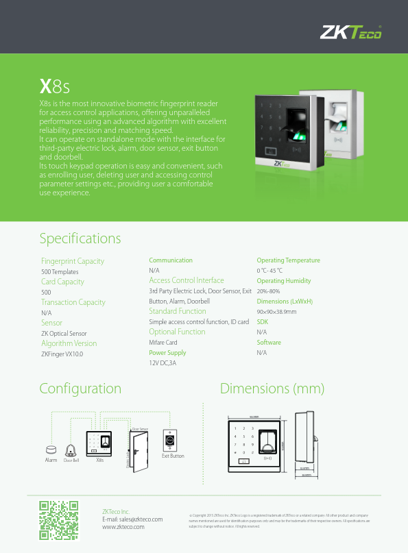 LC-X8SB/W-1 - Ficha Técnica ZKTeco