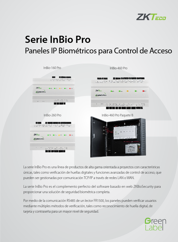 GL-INBIOx60-PRO - Ficha Técnica ZKTeco