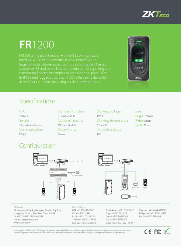 ACC-ER-FR1200 - Ficha Técnica ZKTeco