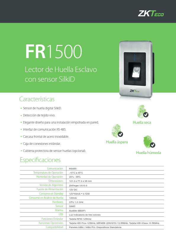 ACC-ER-FR1500 - Ficha Técnica ZKTeco