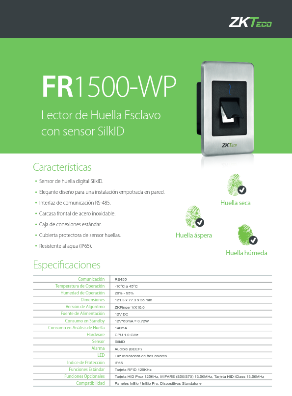 ACC-ER-FR1500-WP - Ficha Técnica ZKTeco