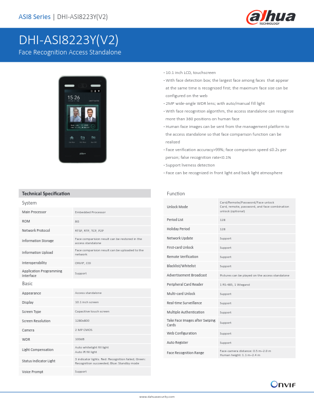 ASI8223Y(V2) - Ficha Técnica Dahua