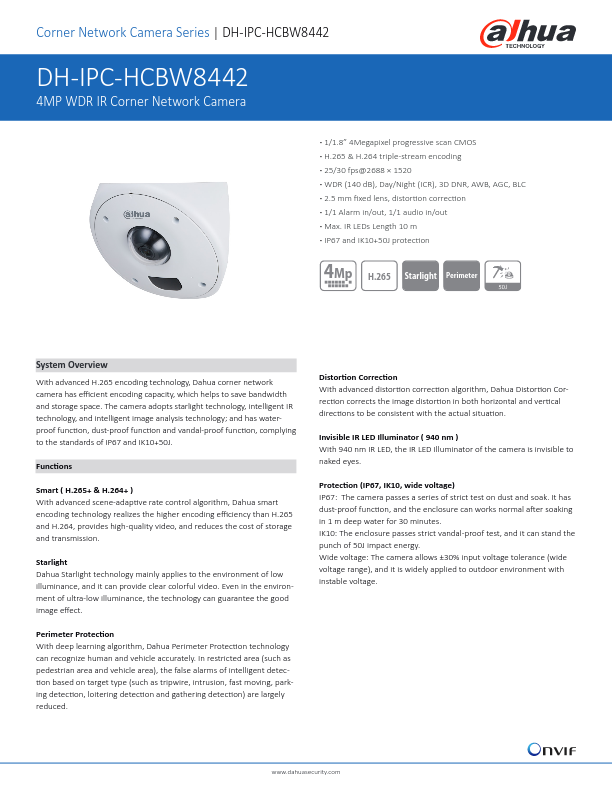 IPC-HCBW8442 - Ficha Técnica Dahua