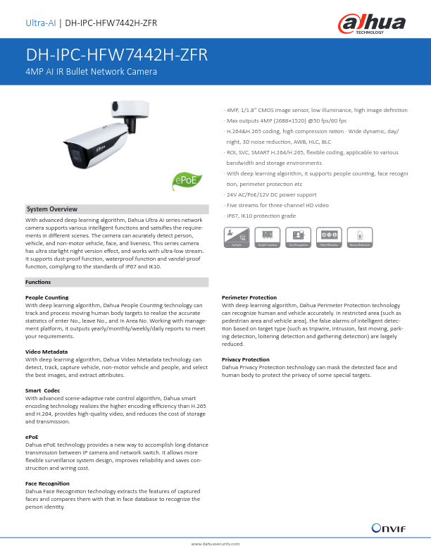 IPC-HFW7442H-ZFR - Ficha Técnica Dahua
