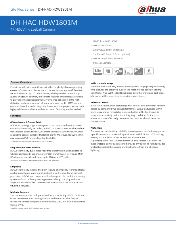 HAC-HDW1801M - Ficha Técnica Dahua