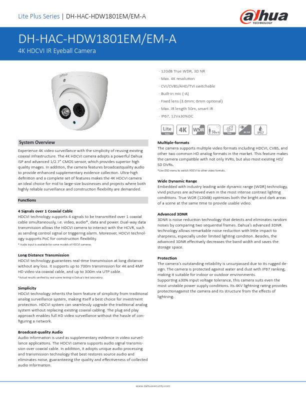 HAC-HDW1801EM - Ficha Técnica Dahua