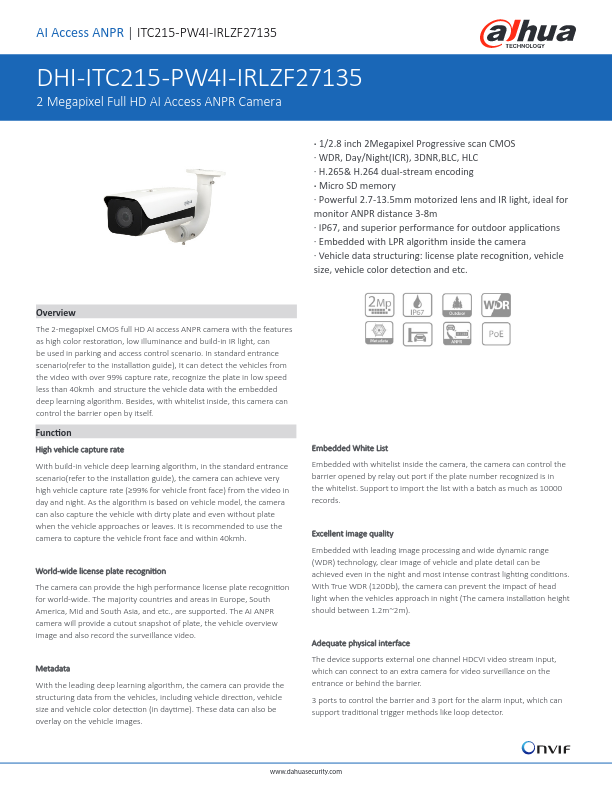 ITC215-PW4I-IRLZF27135 - Ficha Técnica Dahua