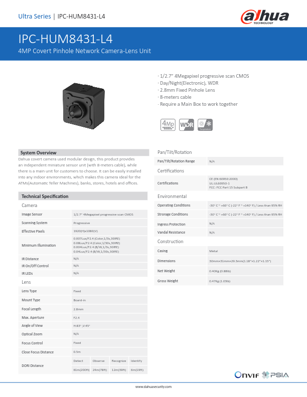 IPC-HUM8431-L4 - Ficha Técnica Dahua