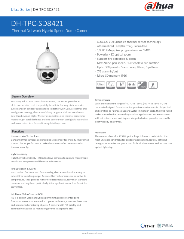 TPC-SD8421 - Ficha Técnica Dahua