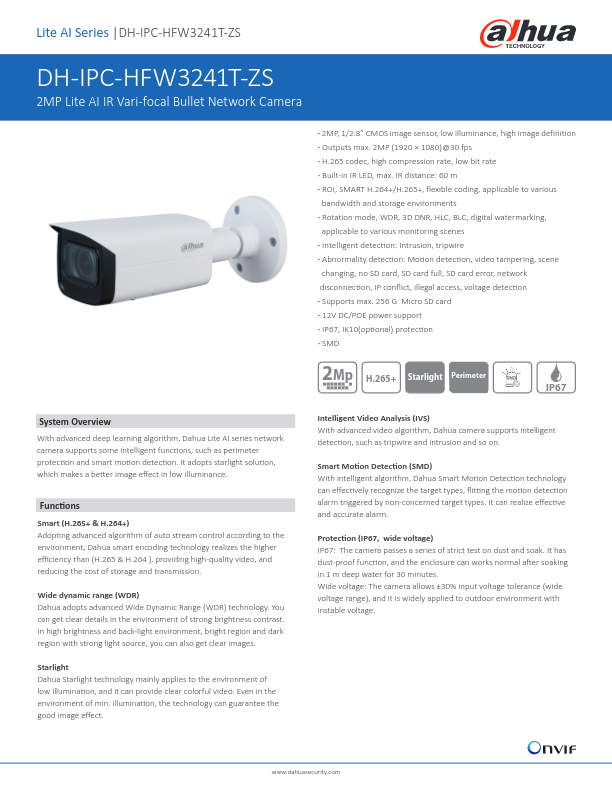 IPC-HFW3241T-ZS - Ficha Técnica Dahua