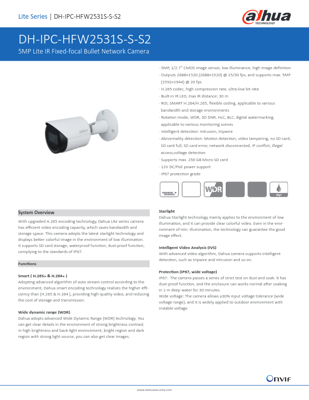 IPC-HFW2531S-S-S2 - Ficha Técnica Dahua