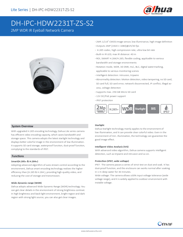 IPC-HDW2231T-ZS-S2 - Ficha Técnica Dahua