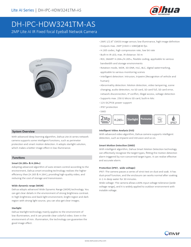 IPC-HDW3241TM-AS - Ficha Técnica Dahua