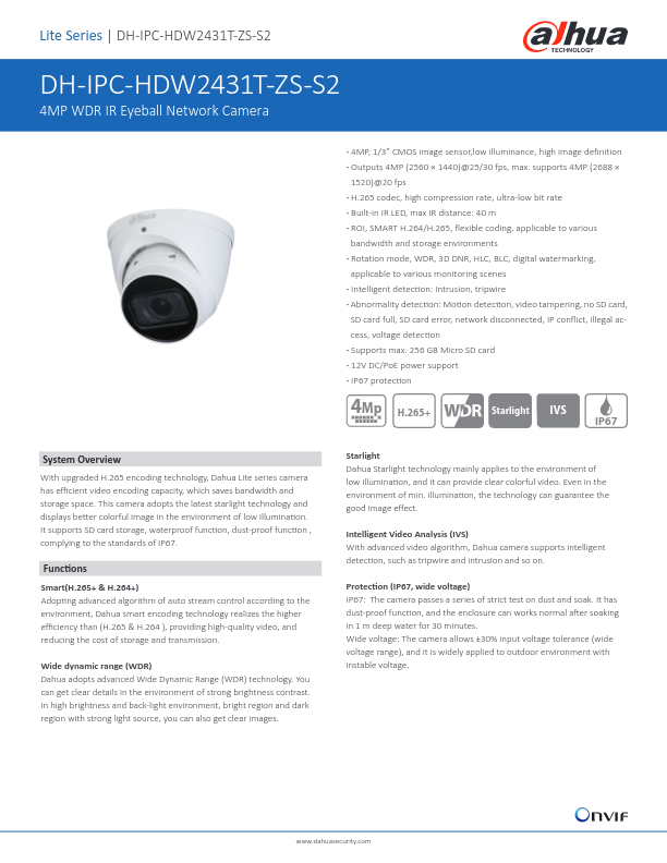 IPC-HDW2431T-ZS-S2-(B) - Ficha Técnica Dahua