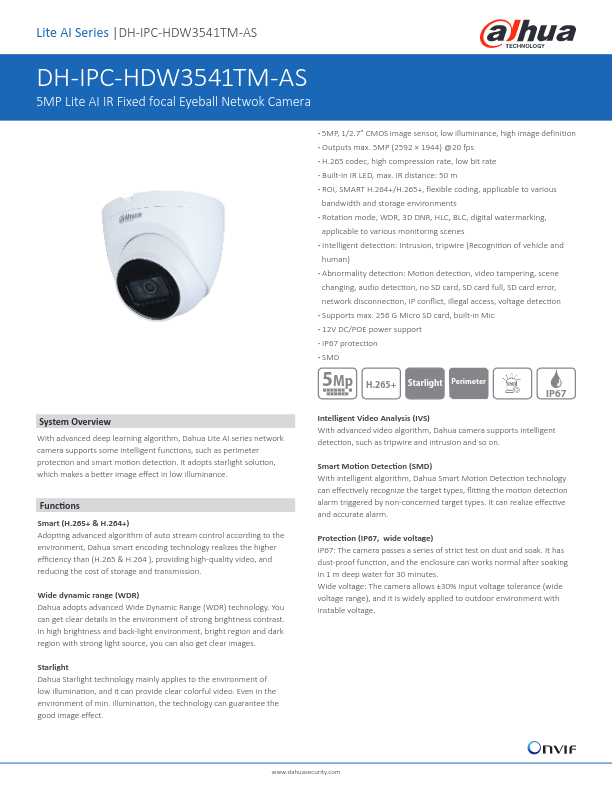 IPC-HDW3541TM-AS - Ficha Técnica Dahua