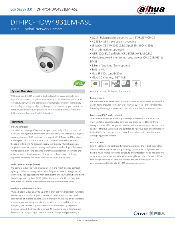 IPC-HDW4831EM-ASE - Ficha Técnica Dahua