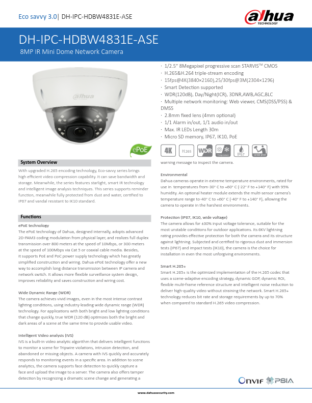 IPC-HDBW4831E-ASE - Ficha Técnica Dahua