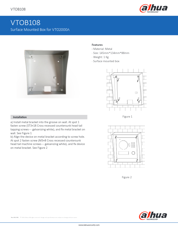 VTOB108 - Ficha Técnica Dahua