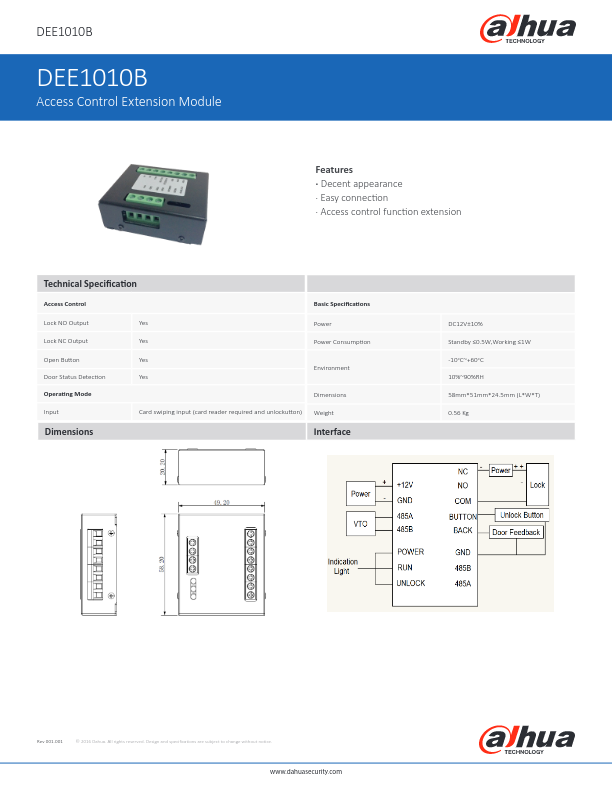 DEE1010B - Ficha Técnica Dahua