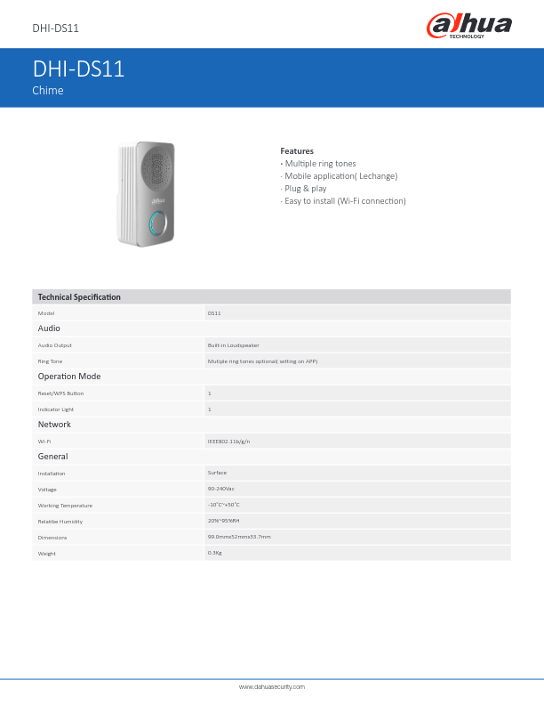 DS11 - Ficha Técnica Dahua